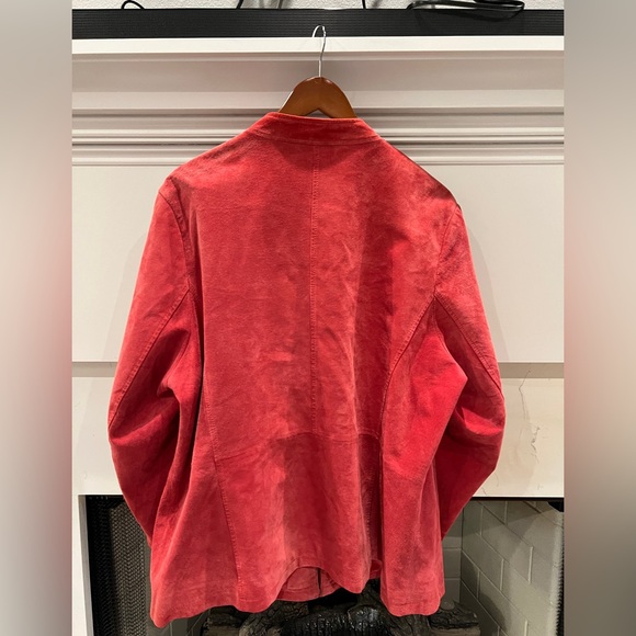Women's Red Leather Suede Lagenlook Jacket Size 2X - Picture 3 of 10